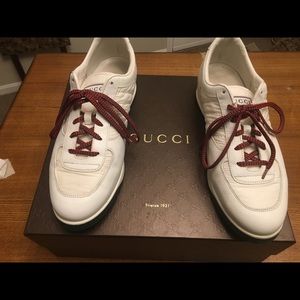 Gucci white men’s leather/ Nylon lace trainer